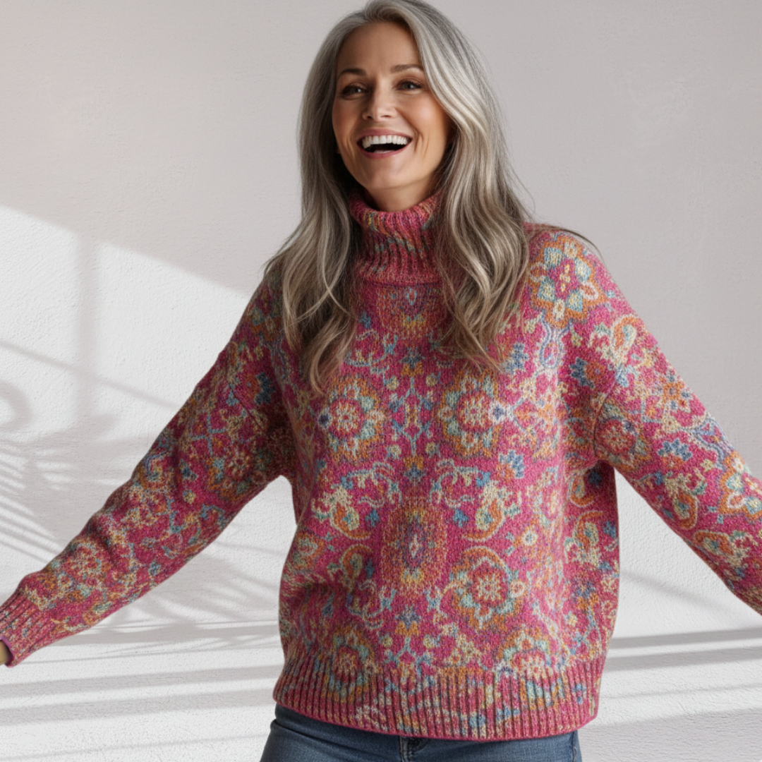 Annabelle | Floral Knit Turtleneck