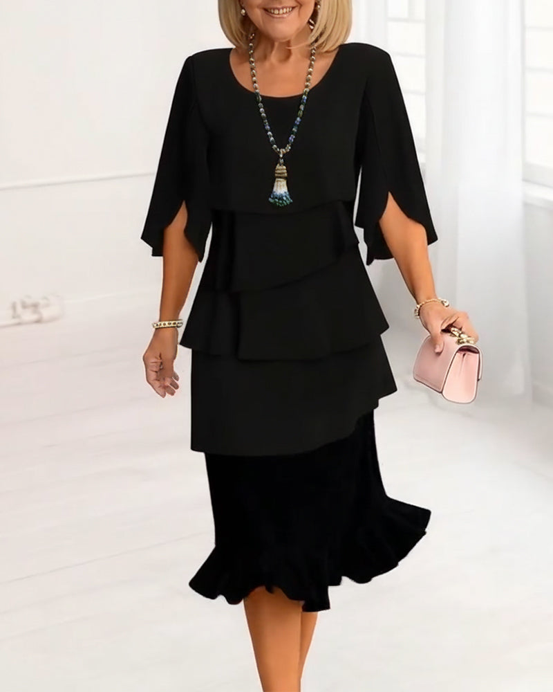 Charlotte™ | Elegant Split-Sleeve Midi Dress