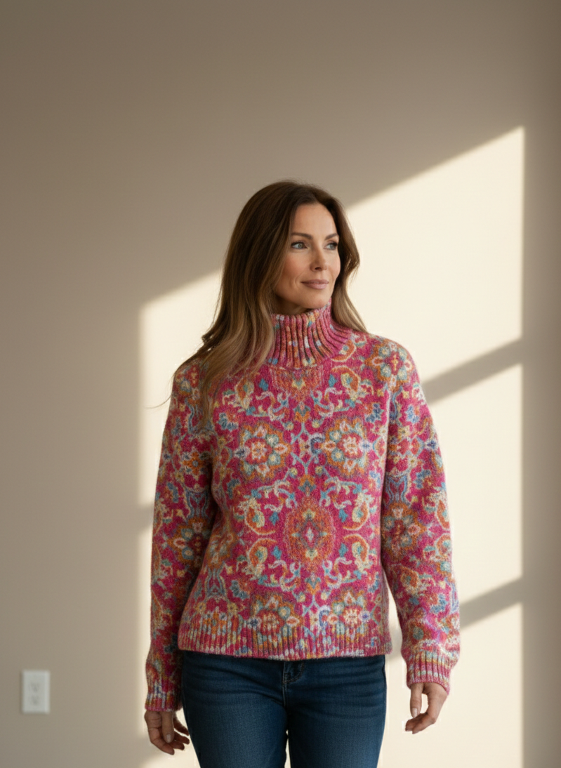 Annabelle | Floral Knit Turtleneck