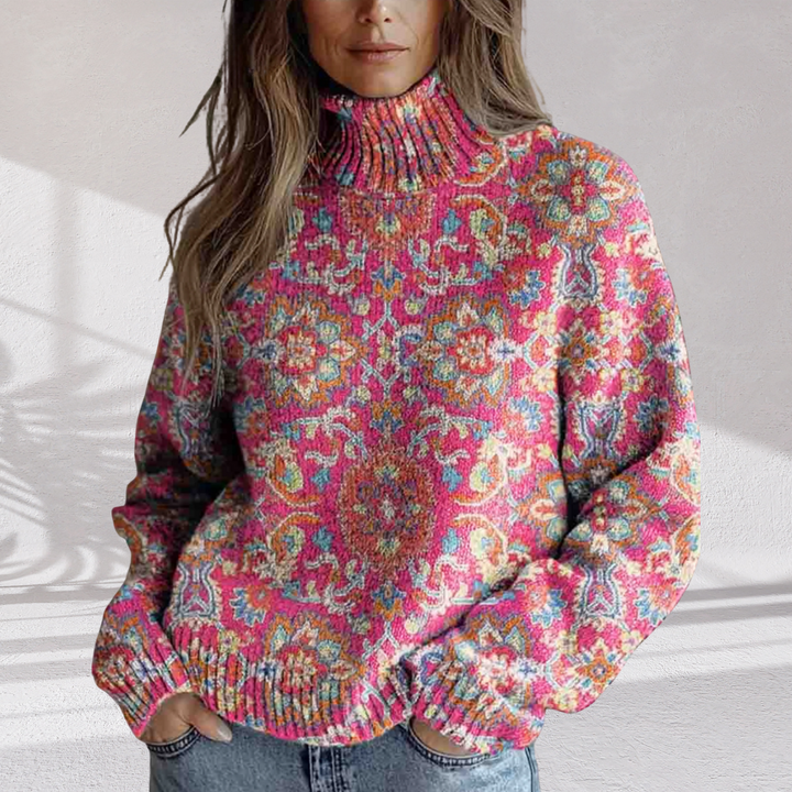 Annabelle | Floral Knit Turtleneck