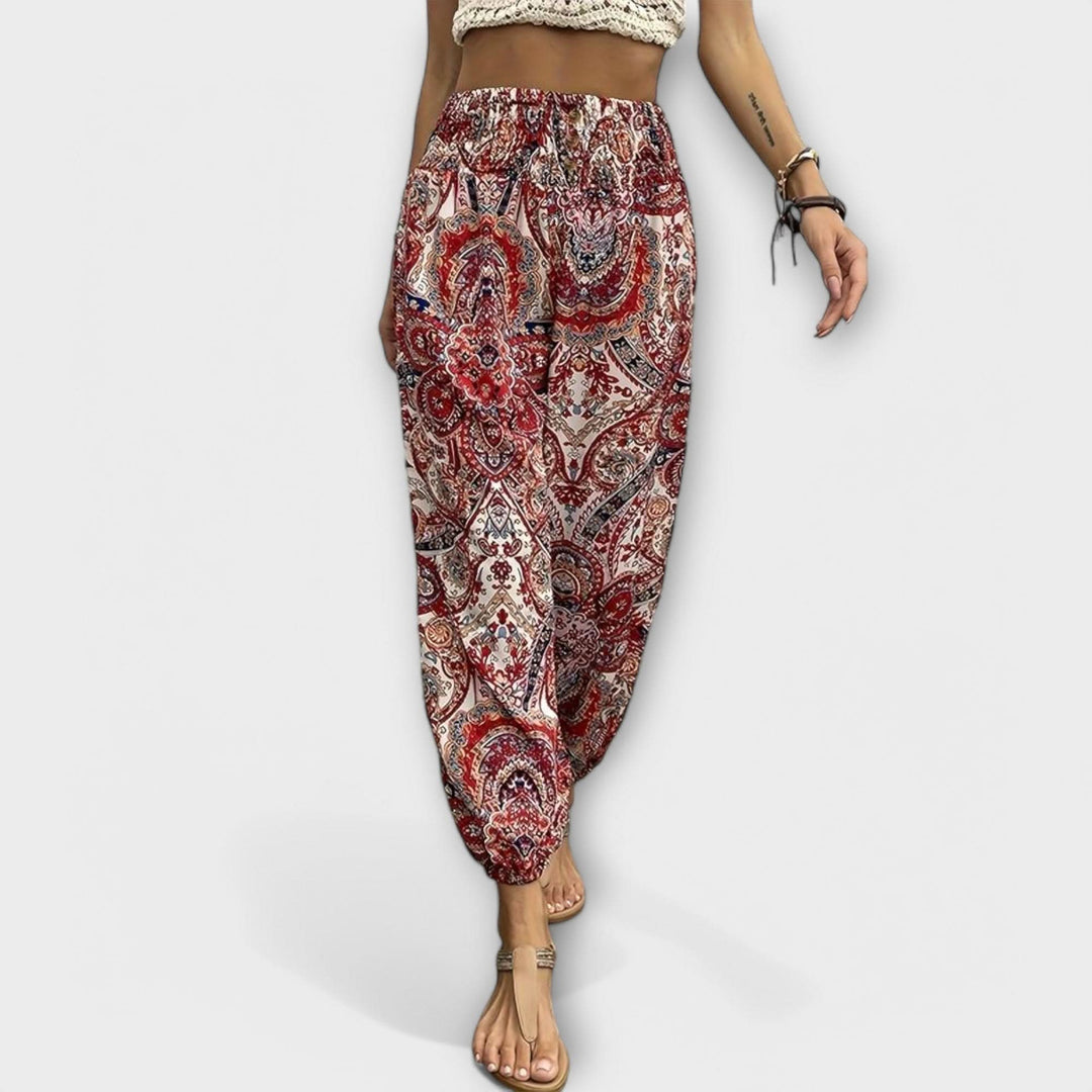 Scarlett - Pants with Ethnic Graphic