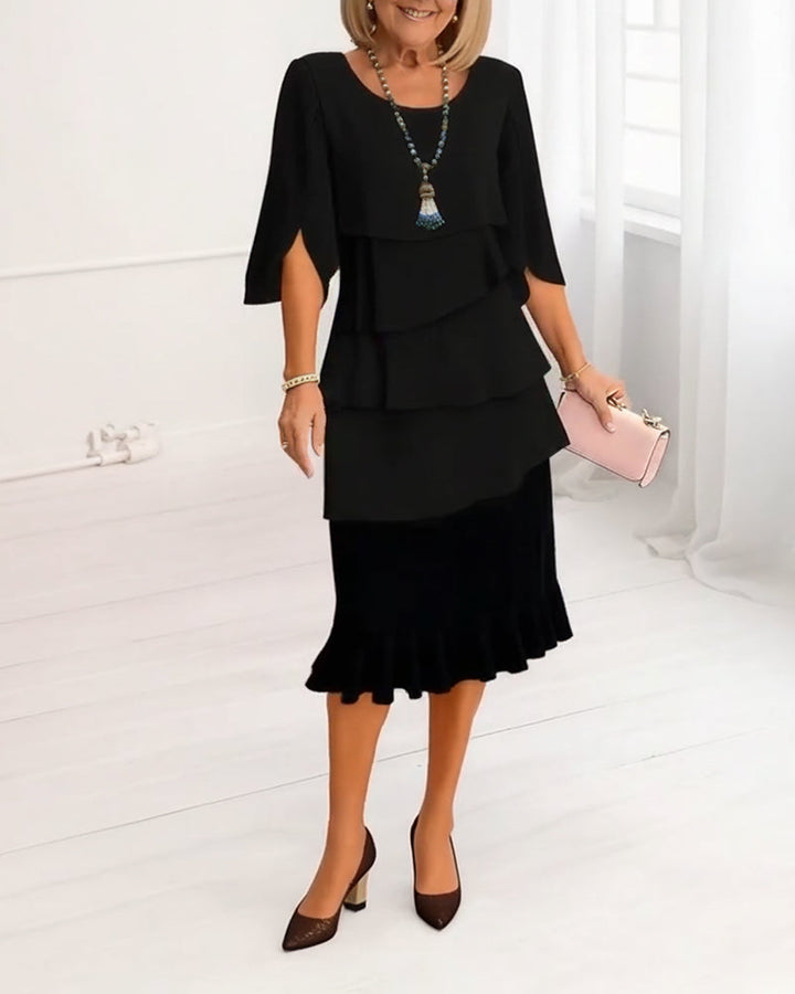 Charlotte™ | Elegant Split-Sleeve Midi Dress