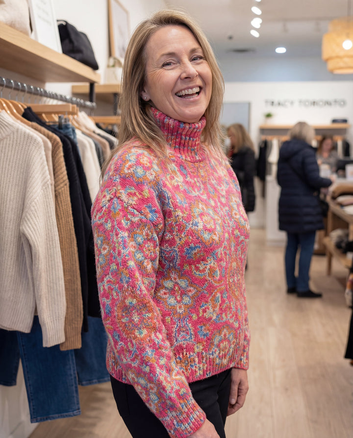 Annabelle | Floral Knit Turtleneck